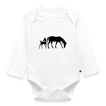Mare and foal - Organic Longsleeve Baby Bodysuit - white - Front