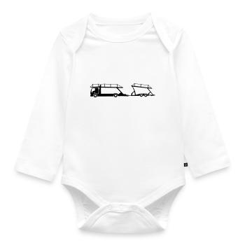 auto transporter for cars_b1 - Organic Longsleeve Baby Bodysuit - white - Front