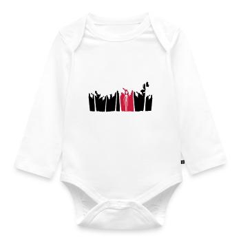 palms holiday island black alien man long arm - Organic Longsleeve Baby Bodysuit - white - Front