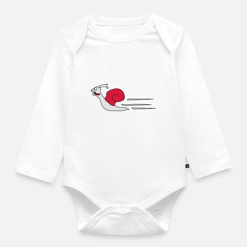 Fast Snail - Baby Bio-Langarm-Body - Weiß