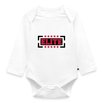 Elite Logo - Baby Bio-Langarm-Body - Weiß - Vorne