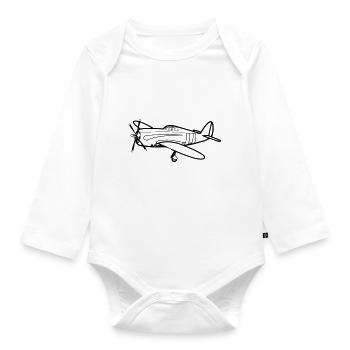 flieger - Baby Bio-Langarm-Body - Weiß - Vorne