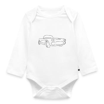 Oldtimer Cabrio Roadster Tribal - Baby Bio-Langarm-Body - Weiß - Vorne