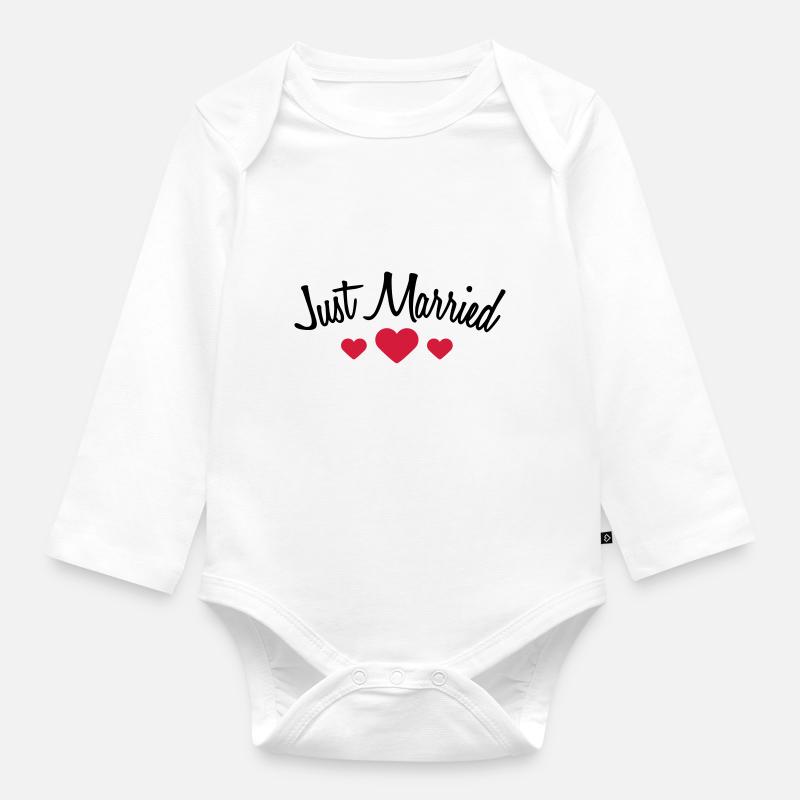 Just Married Hearts Logo Design - Body Bébé bio manches longues - blanc