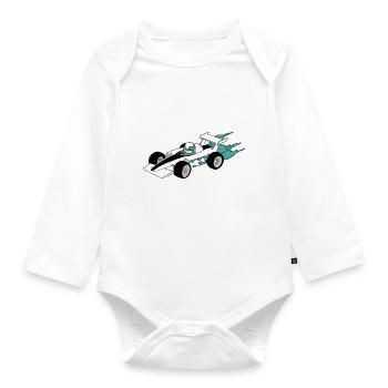 Formula Race car - Organic Longsleeve Baby Bodysuit - white - Front