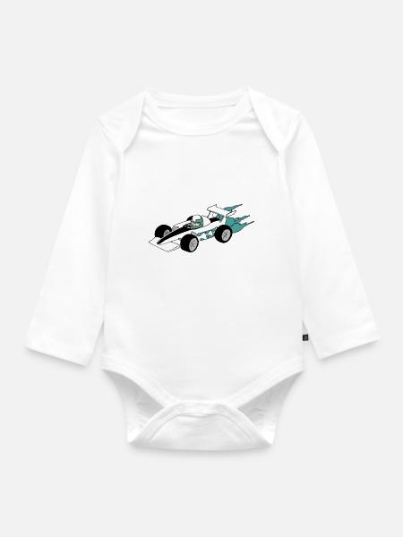 Formula Race car - Body ecologico per neonato a manica lunga - bianco