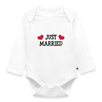 Just Married - Wedding - Organic Longsleeve Baby Bodysuit - white - Front