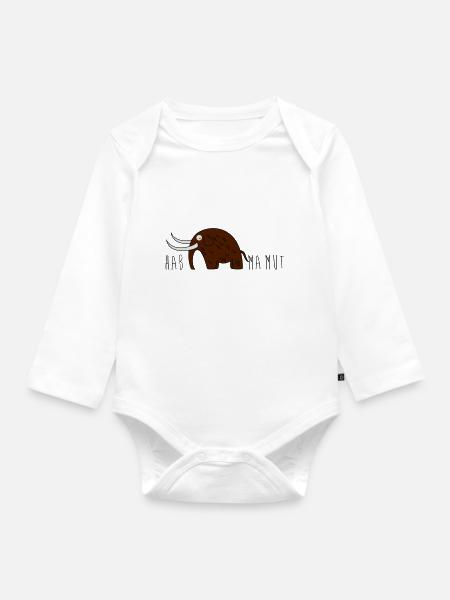 Mammut und Mut - Baby Bio-Langarm-Body - Weiß