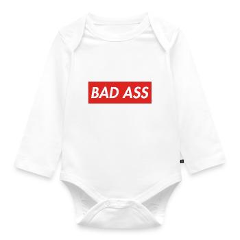 Bad Ass - Organic Longsleeve Baby Bodysuit - white - Front