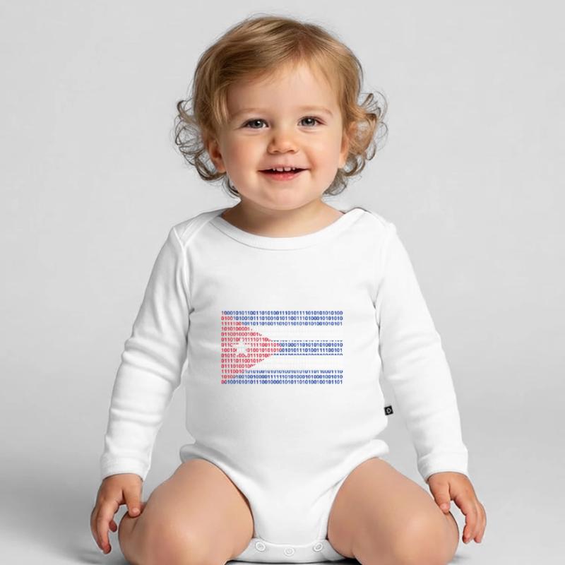 Cuba Flag Binary Code Bit Bytes Binary Computer Science PC Organic Longsleeve Baby Bodysuit
