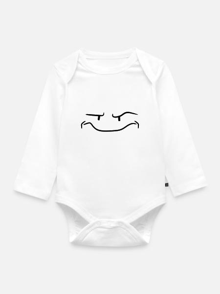 lustiges gesicht monster skeptisch cool comic cart - Baby Bio-Langarm-Body - Weiß