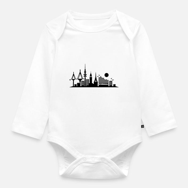 hamburg skyline - Baby Bio-Langarm-Body - Weiß