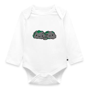 dear family stone mum dad - Organic Longsleeve Baby Bodysuit - white - Front
