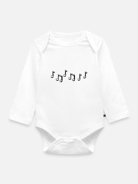 musiknoten - Baby Bio-Langarm-Body - Weiß