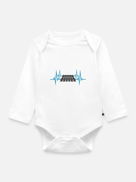 Puls Herzschlag Gleis - Baby Bio-Langarm-Body - Weiß
