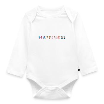 Bonheur, Happiness - Body Bébé bio manches longues - blanc - Devant