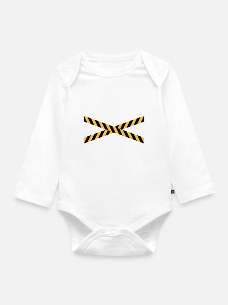 Linie Design Absperrband - Baby Bio-Langarm-Body - Weiß