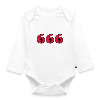 666 - Devil - Skull - Halloween - Organic Longsleeve Baby Bodysuit - white - Front