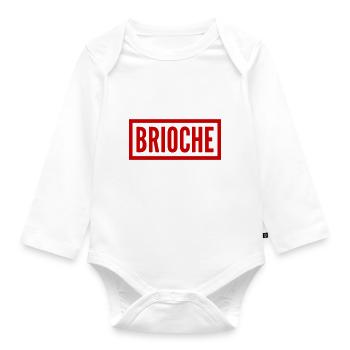 BRIOCHE (Rectangle, Rouge) - Body Bébé bio manches longues - blanc - Devant