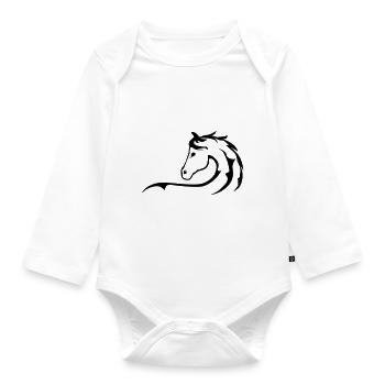 Cheval, chevaux, silhouette de cheval - Body Bébé bio manches longues - blanc - Devant