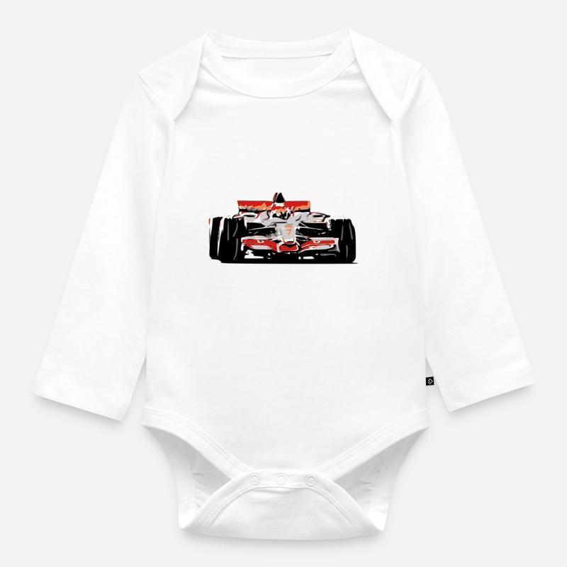 Voiture de course - Body Bébé bio manches longues - blanc