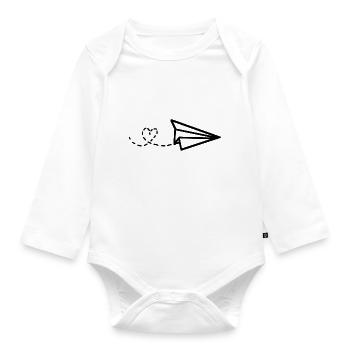 Papierflieger mit Herz - Baby Bio-Langarm-Body - Weiß - Vorne