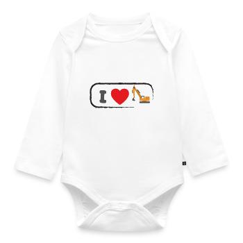 I Love Tractopelle - Body Bébé bio manches longues - blanc - Devant