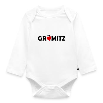 Grömitz - Ostsee - Schleswig Holstein - Ostseebad - Baby Bio-Langarm-Body - Weiß - Vorne