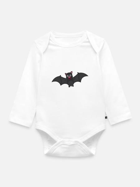 Fledermaus - Baby Bio-Langarm-Body - Weiß