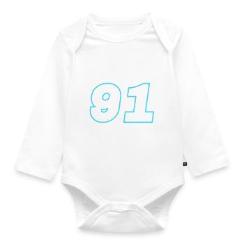 91 Number Symbol - Organic Longsleeve Baby Bodysuit - white - Front