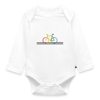 Strasse Regenbogen Fahrrad - Baby Bio-Langarm-Body - Weiß - Vorne