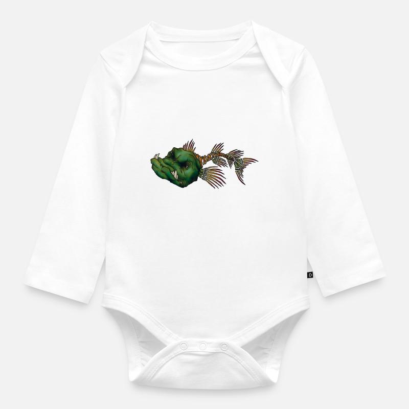 Brochet grincheux - Body Bébé bio manches longues - blanc