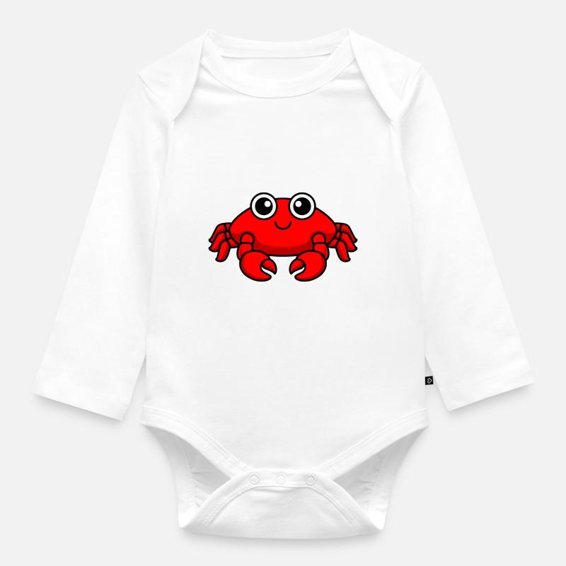 Krabbe Comic Tier - Baby Bio-Langarm-Body - Weiß