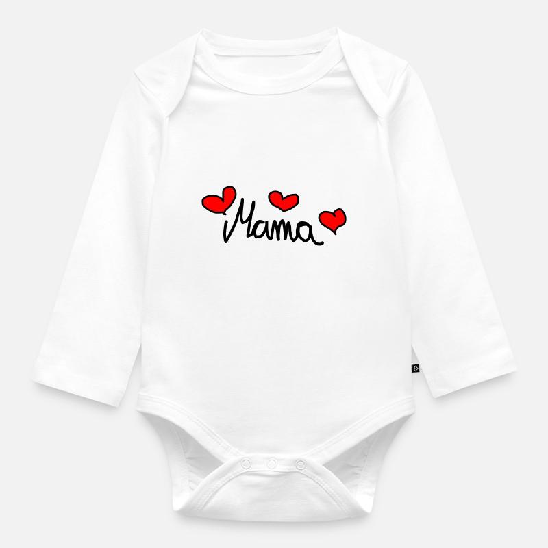 Mama - Süßes Design mit Herzen - Baby Bio-Langarm-Body - Weiß