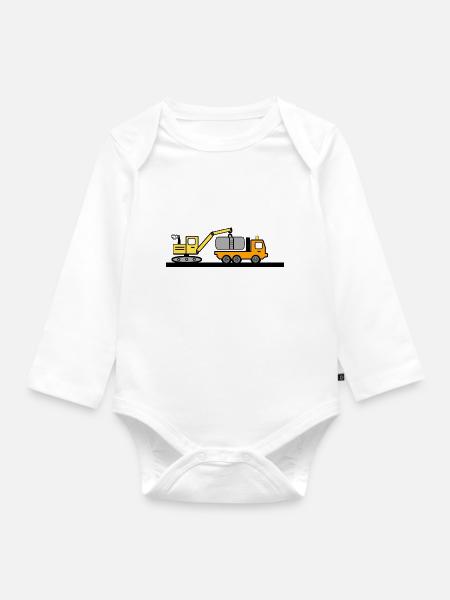 Bagger - Baby Bio-Langarm-Body - Weiß