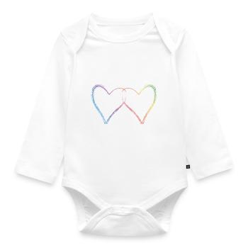herzen bunt - Baby Bio-Langarm-Body - Weiß - Vorne