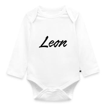 Leon - Organic Longsleeve Baby Bodysuit - white - Front
