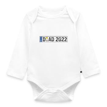 DAD 2022 Auto Kennzeichen Düsseldorf Vater Papa - Baby Bio-Langarm-Body - Weiß - Vorne