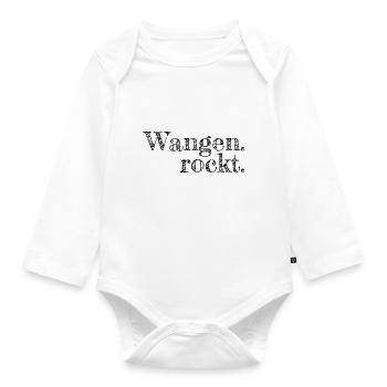 Wangen rockt - Textdesign mit Stadtnamen - Baby Bio-Langarm-Body - Weiß - Vorne