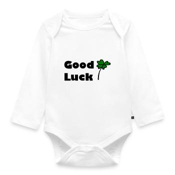 Good Luck - Organic Longsleeve Baby Bodysuit - white - Front