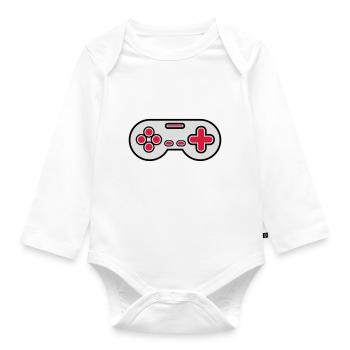 Alter Controller Retro Gamer - Baby Bio-Langarm-Body - Weiß - Vorne