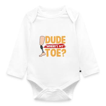 Alter, wo ist mein Zeh - Beinprothese - Baby Bio-Langarm-Body - Weiß - Vorne