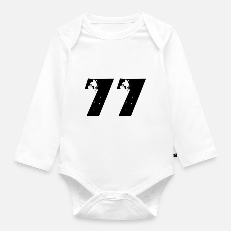 Numéro 77 - Body Bébé bio manches longues - blanc