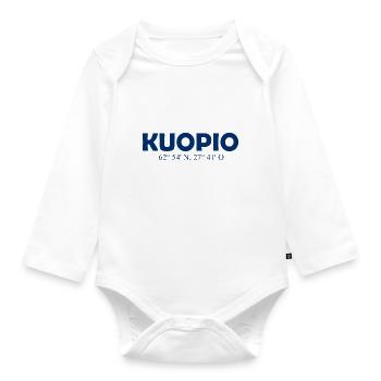 Kuopio - Finland - Coordinates Longitude Latitude - Baby Bio-Langarm-Body - Weiß - Vorne