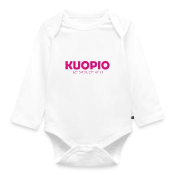 Kuopio - Finlande - Coordonnées - Longitude - Body Bébé bio manches longues - blanc - Devant