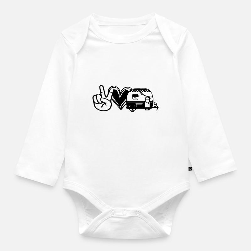 Camping - Baby Bio-Langarm-Body - Weiß