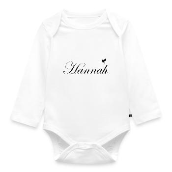Hannah beau nom Noir - Body Bébé bio manches longues - blanc - Devant