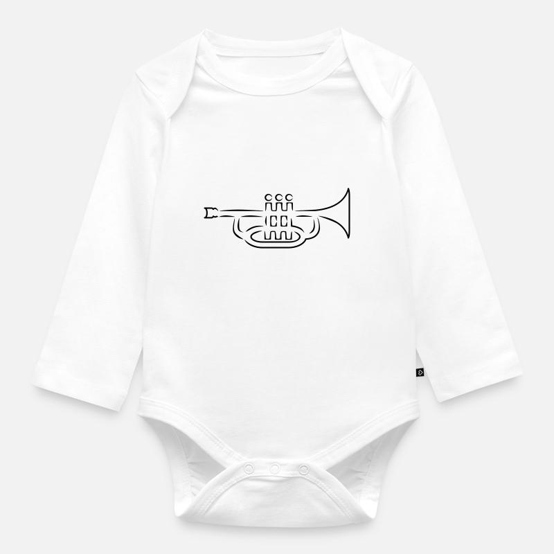 Trompette - Body Bébé bio manches longues - blanc