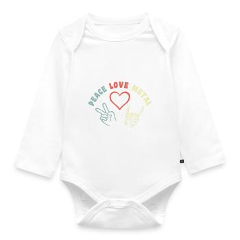 Peace Love Metal - Heavy Metal Musique - Body Bébé bio manches longues - blanc - Devant