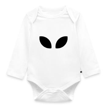 Alien eyes, they are here - Organic Longsleeve Baby Bodysuit - white - Front